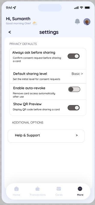 Settings screen displaying privacy default choices and auto-revoke controls