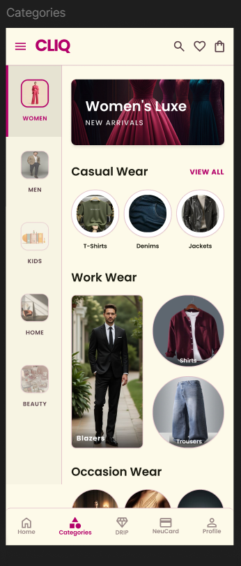 Redesigned categories screen